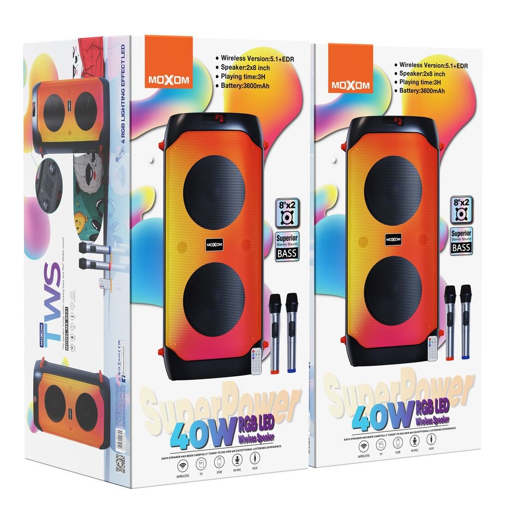 Enceinte de fête portable 40W avec système Karaoké MOXOM MX-SK51