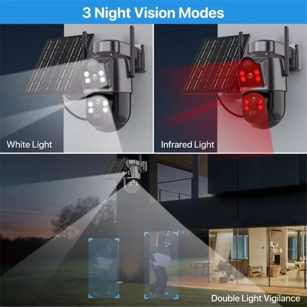 Caméra de Surveillance Externe HD Solar Smart Avec 2Cameras 4G-8MP