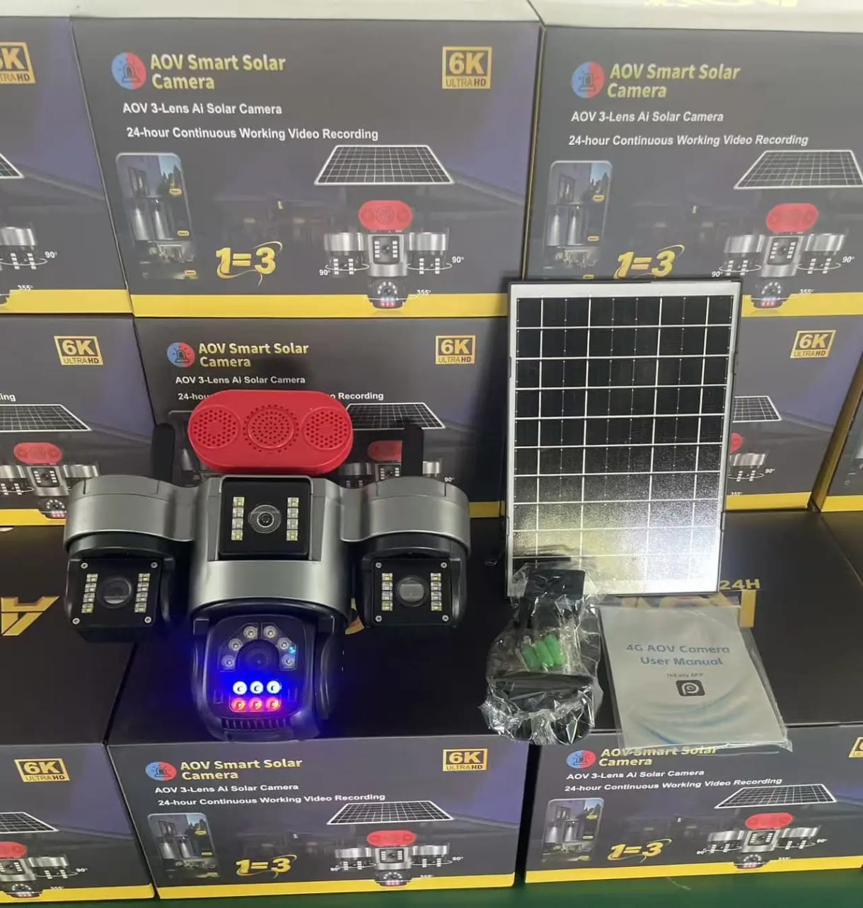camera 4 Lens 4G SOLAIRE + 2 Panneau solaire 16MP