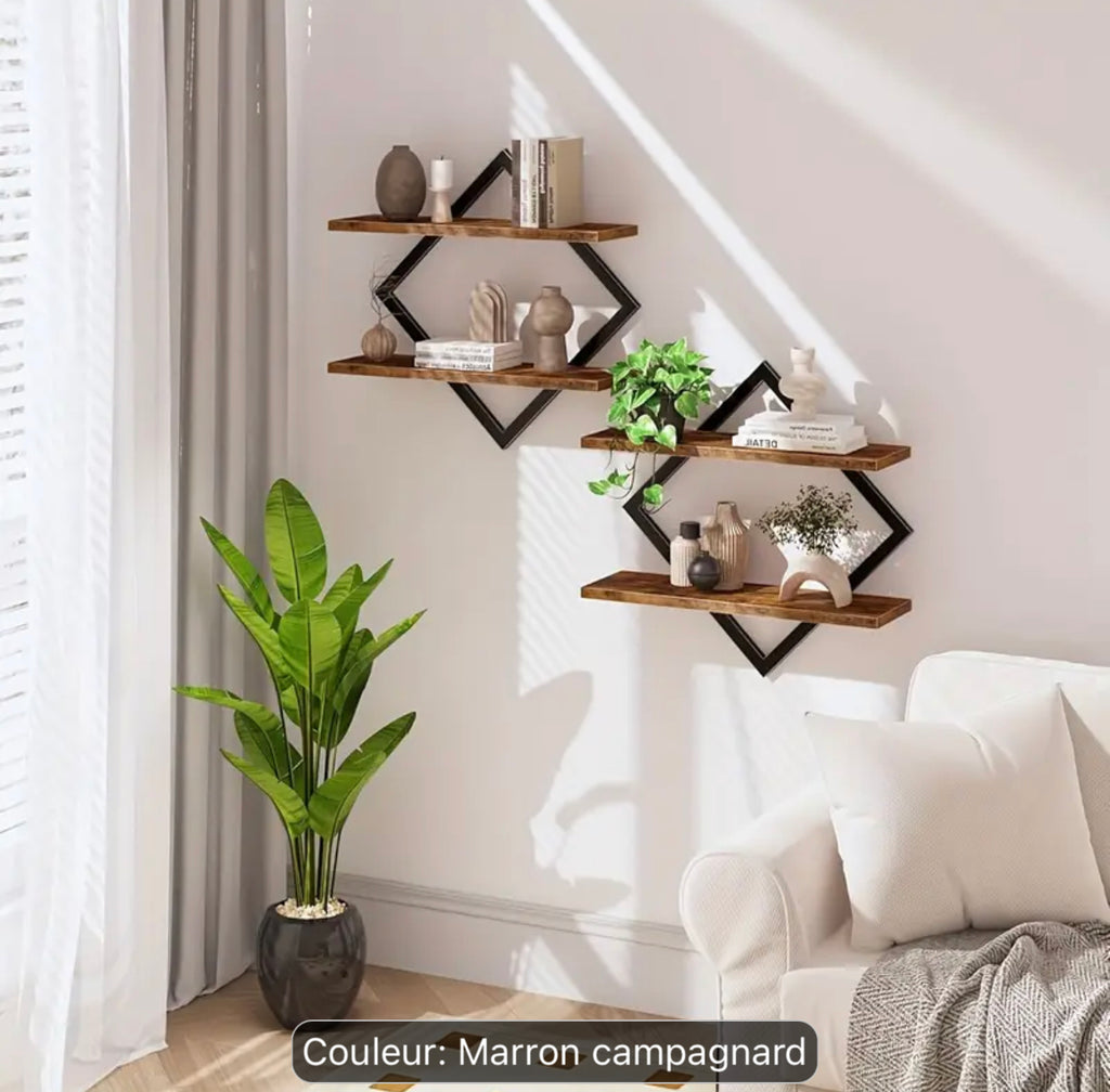 Étagère murale-Acier/MDF Marron -Lxl xP(40 x 40 x 15)cm