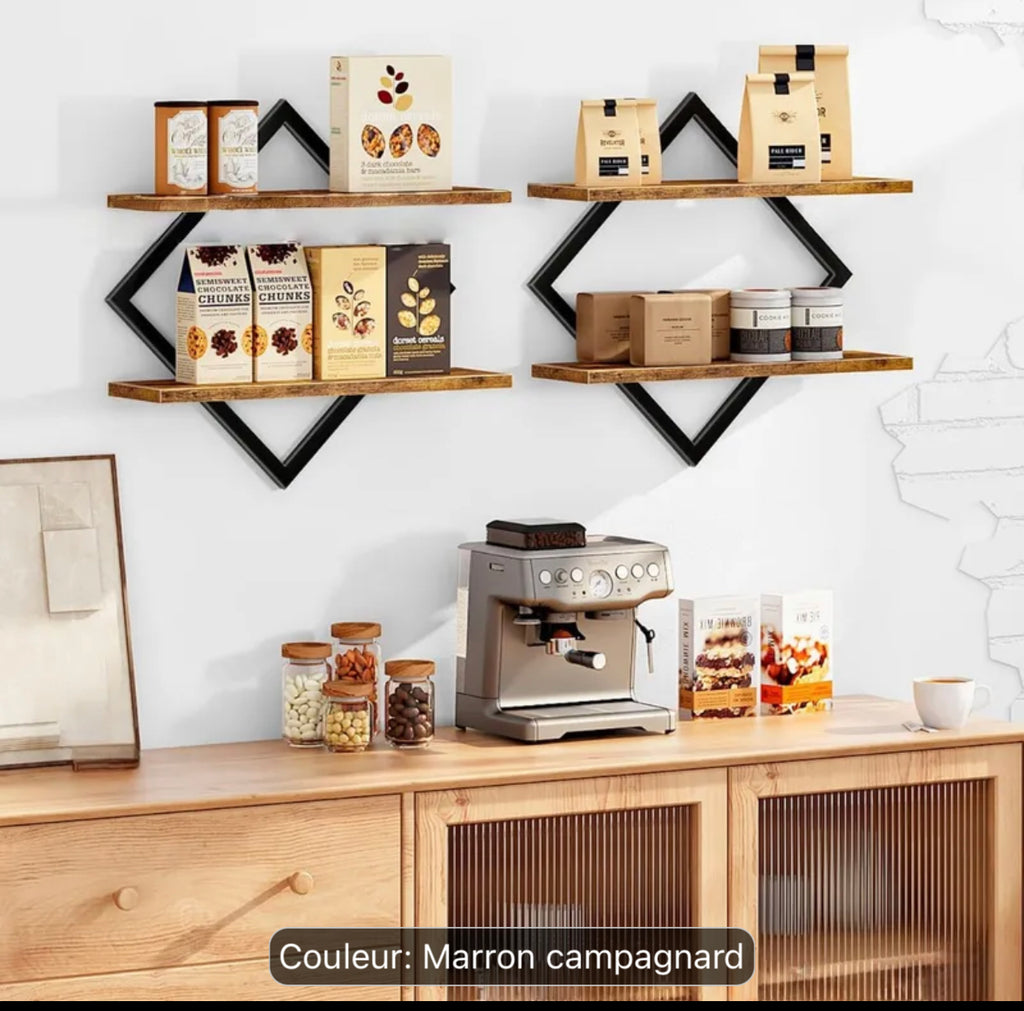 Étagère murale-Acier/MDF Marron -Lxl xP(40 x 40 x 15)cm